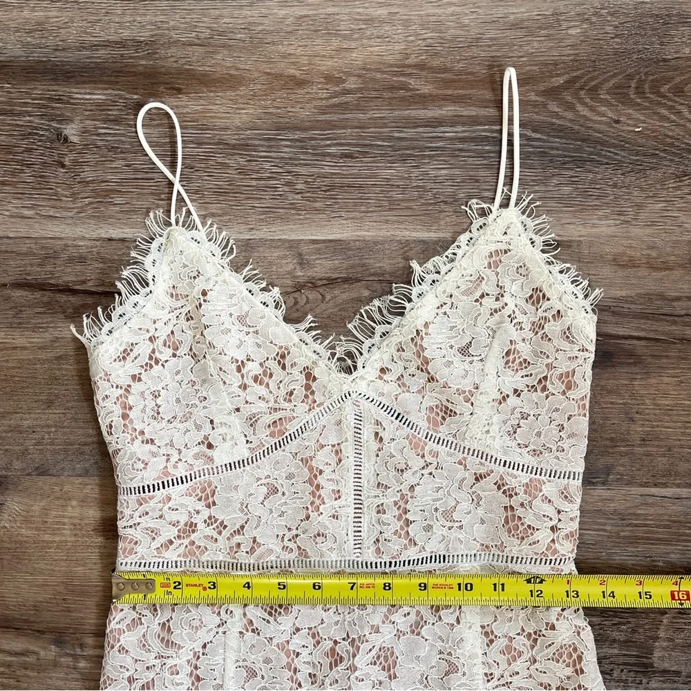 NWT Do+Be White Lace Maxi Dress w/ Spaghetti Straps, Slit, & Blush Pink Liner - Picture 14 of 16